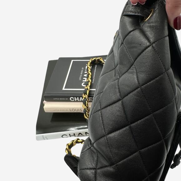 Authentic Chanel Vintage Black Duma Leather Quilted Mini backpack with 24k - Picture 6 of 13
